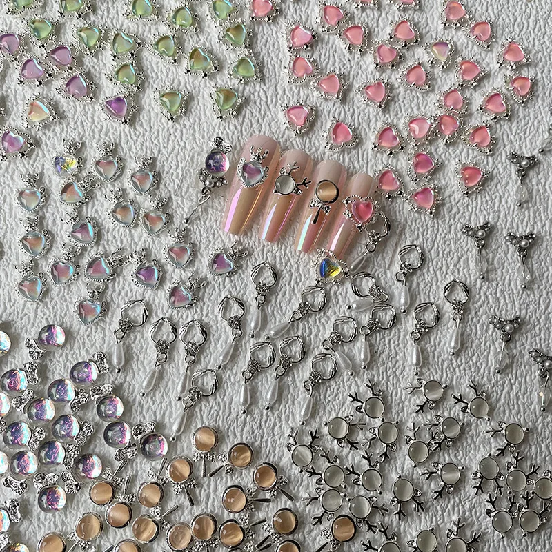 

10pcs New Nail Accessories Alloy Edge Cat Eye Gem Diamonds Nail Art Decoration Luxury Opal Zircon Charms For Manicure Nails Part