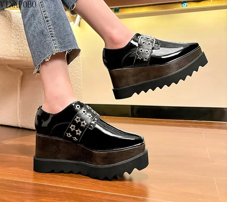 Женская обувь 2023 трендовые женские туфли со звездами и металлической пряжкой