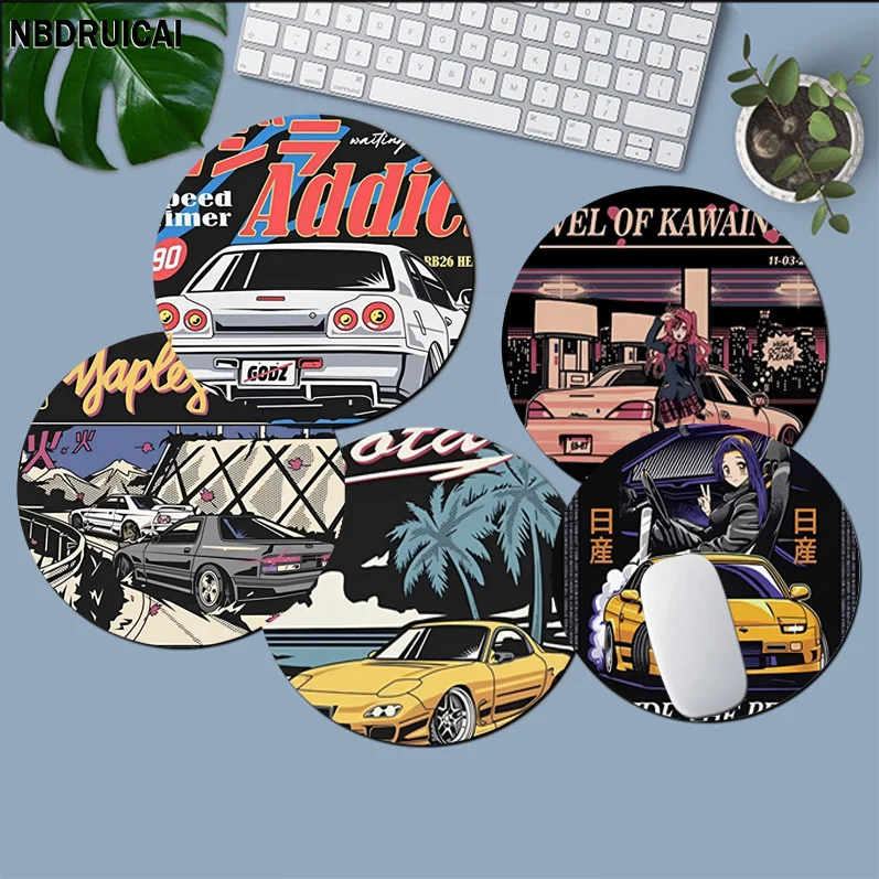 

Tokyo Japan Sports Car Jdm Drift Mousepad Animation Round Speed Version Game Computer Keyboard Office Table PC Laptop Desk Play