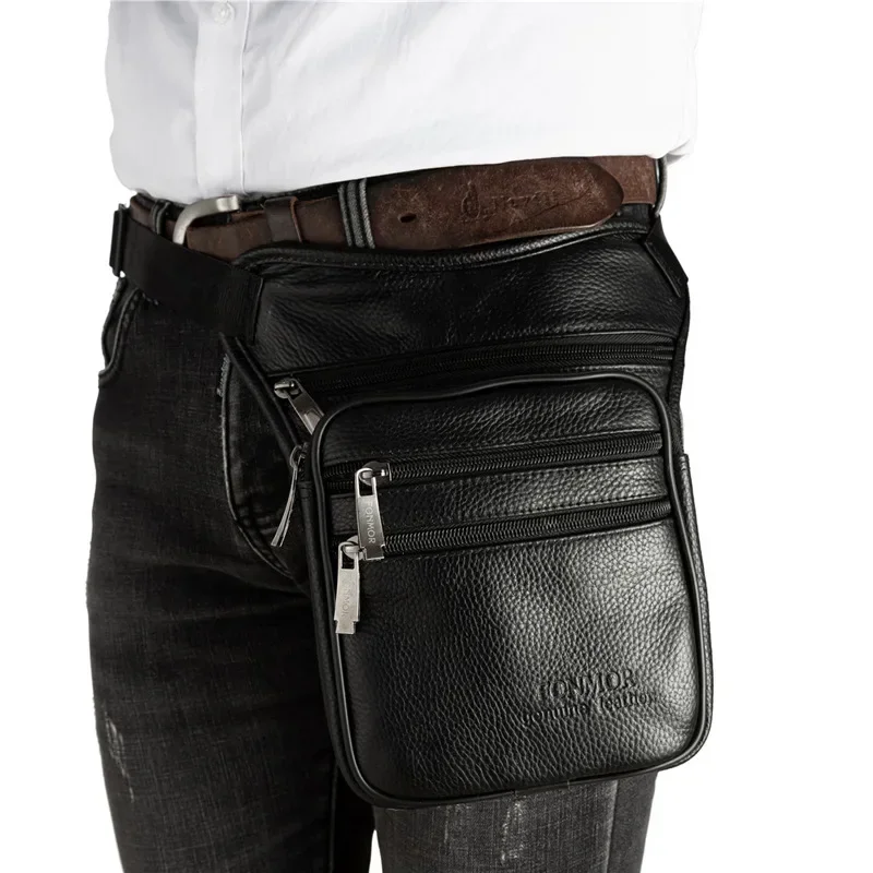 

Belt Waist Fanny Leather Quality Leg Pack Messenger Bag Shoulder Military Motorcycle Genuine Hip Multi-Purpose Drop High Bum Men