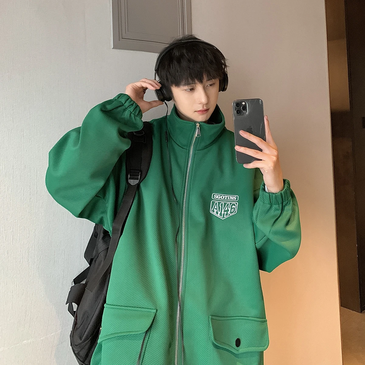 

Spring Autumn Fashion Daily Unisex Clothing Thin Coats Women Parka Casual Hip Hop Sweatshirt For Men Chic Stand-up Collar Jacket