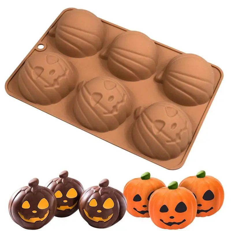Halloween Pumpkin Mold 6 Cavity Silicone Muffin Cake Kitchen Bakeware Maker Accessories Ice Cube Tray Chocolate Mold For Dessert