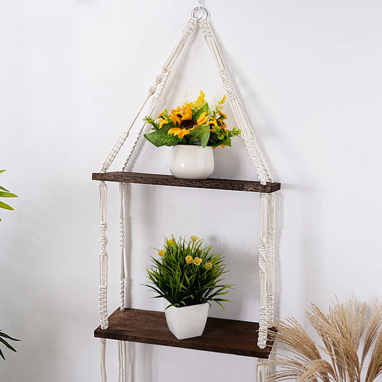 Плетеная гобелен из макраме Бохо ручная работа настенная подвесная полка для