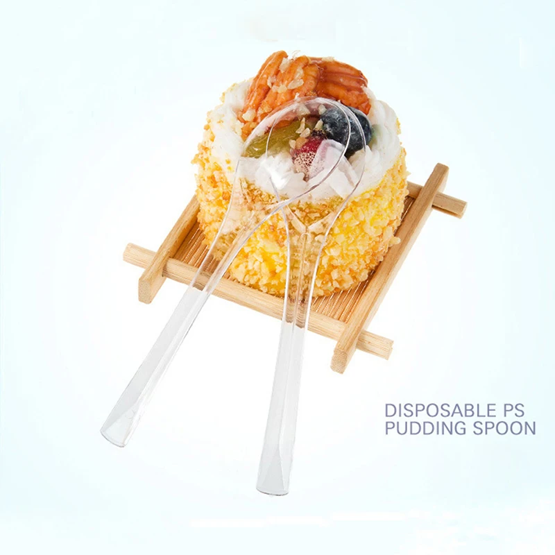 50/100Pcs/Pack Plastic Fork Spoon Home Party Wedding Transparent Mousse Dessert Spoon Plastic Tableware Supplies images - 6
