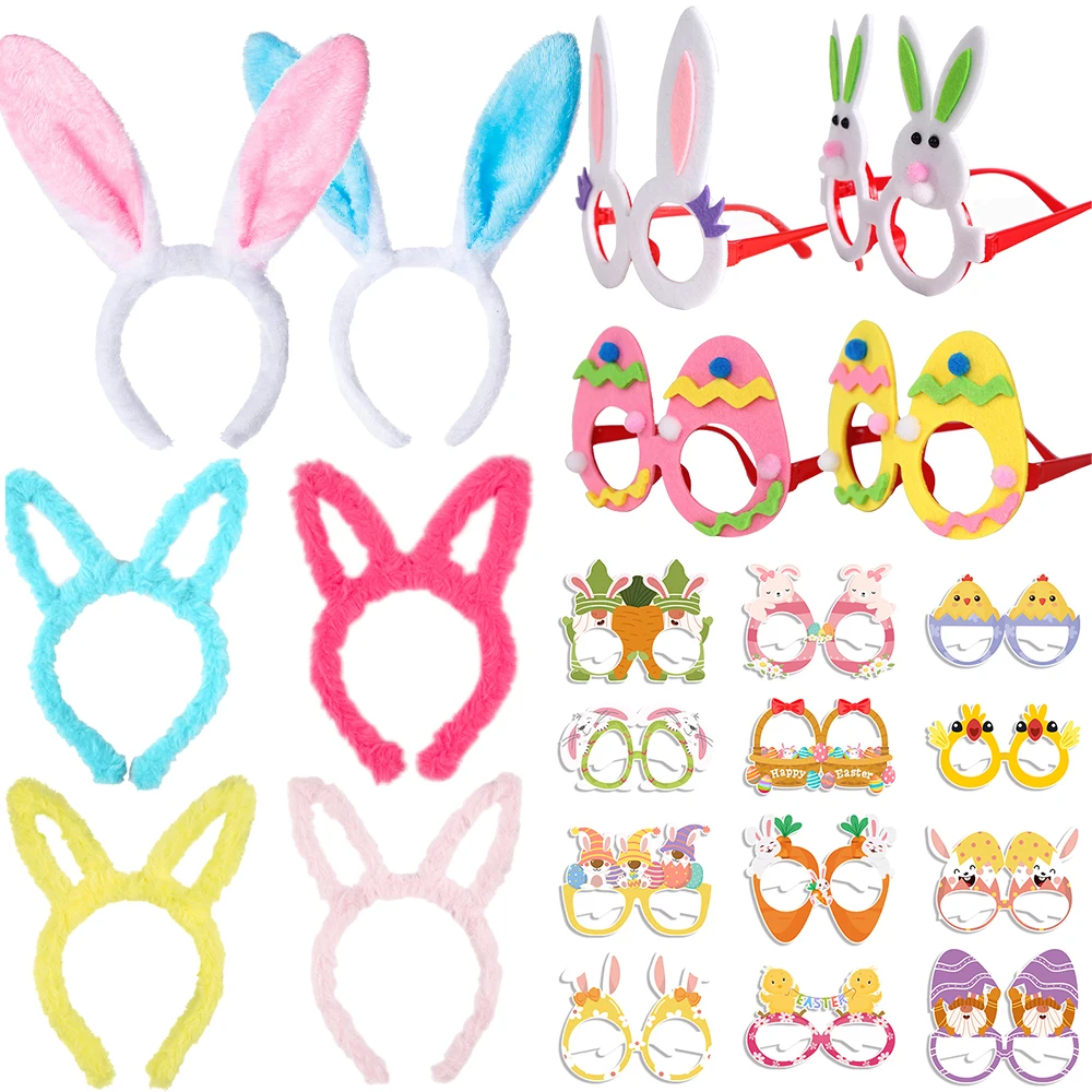 Повязка на голову с пасхальным кроликом очки для фото кроличьим яйцом платье