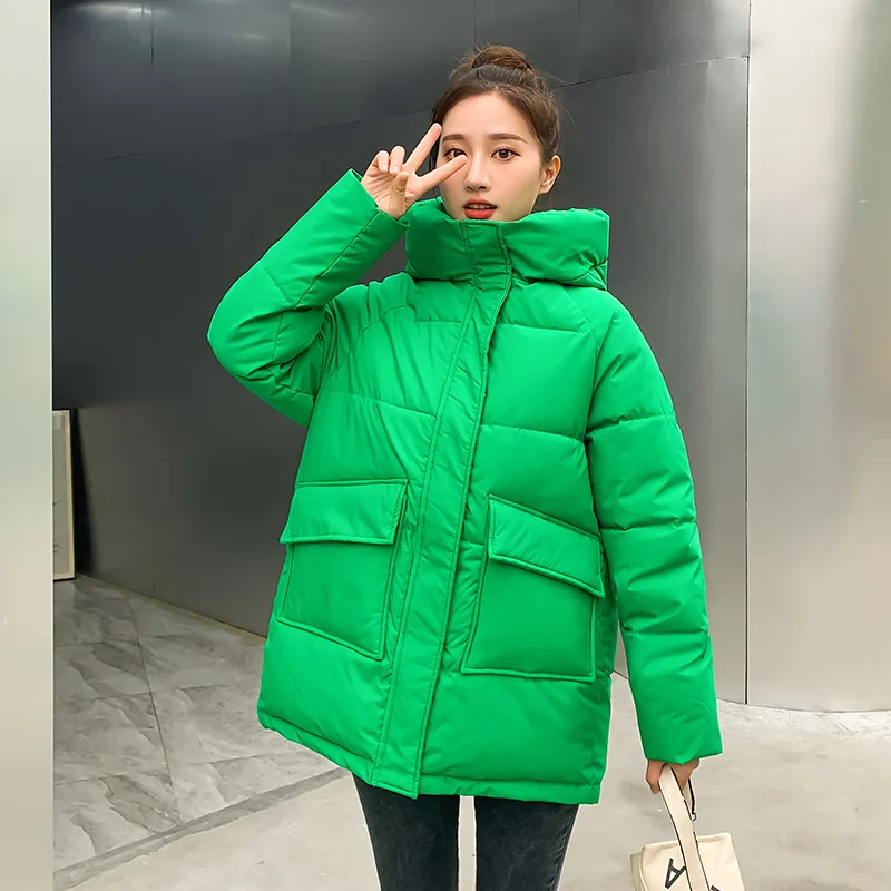 Women's Thicken Warm Coats Autumn Winter Jacket 2022 Casual Parkas Simplicity Solid Color Big Pocket Loose Hooded Coat Jackets
