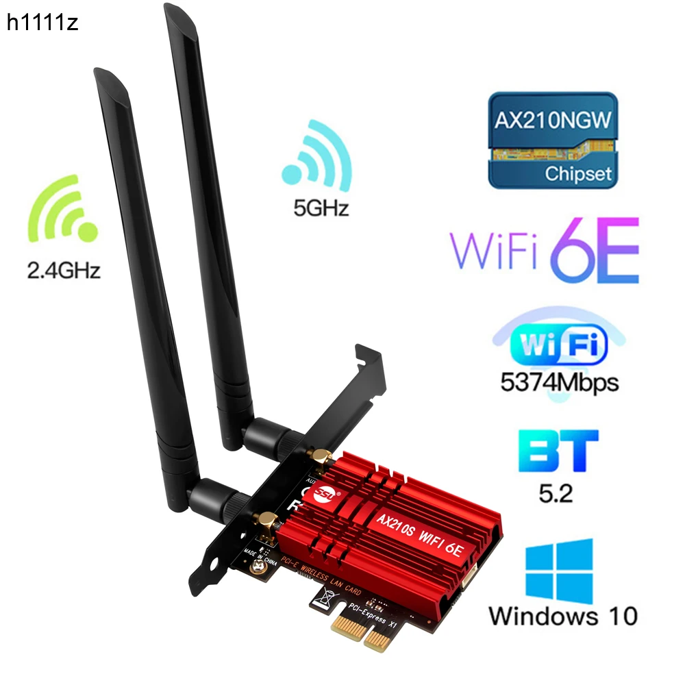 Фото 5374 МБ WiFi 6 PCIE Беспроводной Wi-Fi адаптер Bluetooth 5,2 Intel AX210 трехдиапазонный 2,4G/5G/6 ГГц PCI Express 802.11AX Wi-Fi сетевая карта №1