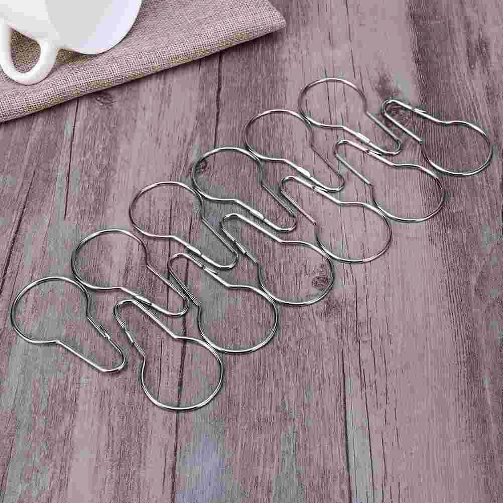 

Curtain Hook Shower Hooks Buckle Gourd Ring Stainless Steel Shaped Safety Pin Buckles Window Display Hoist The