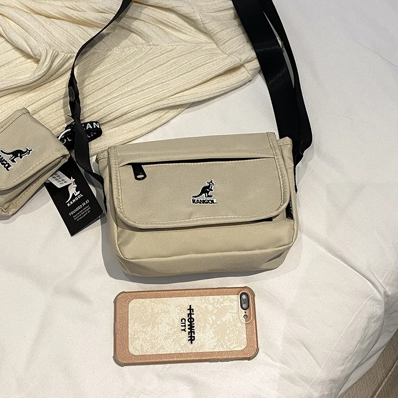KANGOL Canvas Shoulder Bag Embroidery Logo Messenger Bags Commuting for Men and Women Crossbody Bags Casual Mini Shoulder Bags