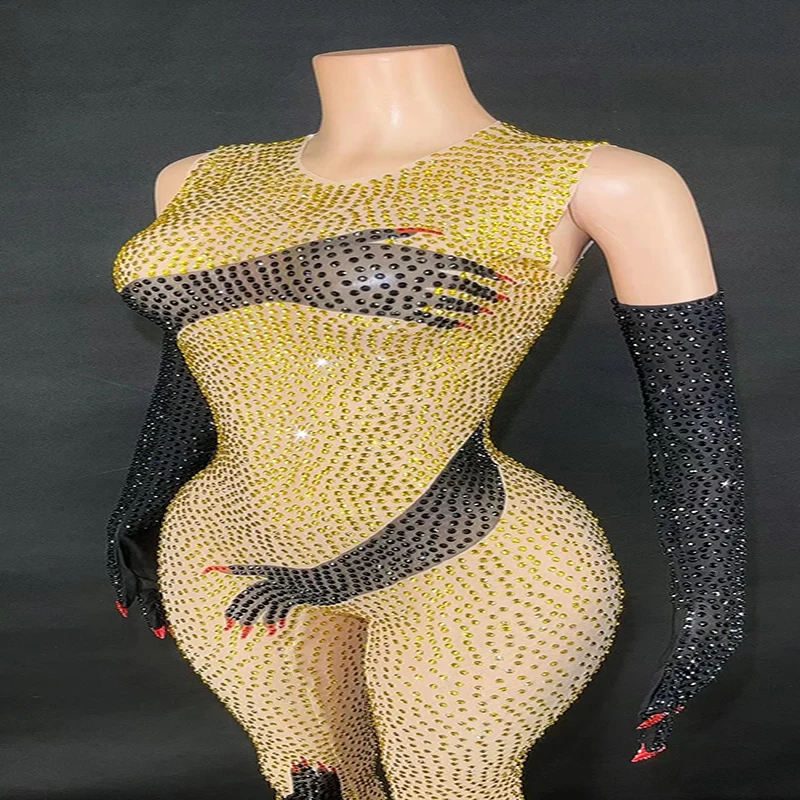 

Комбинезон с черными стрелками, роскошный женский подарок, сексуальный костюм для шоу, карнавала, косплея, Женское боди с перчатками, платье Бейонсе, одежда для сцены