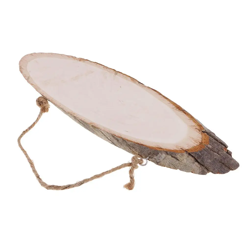 4Pcs Hanging Pine Wood Slices Tree Wooden Circles DIY Craft Oval Tags