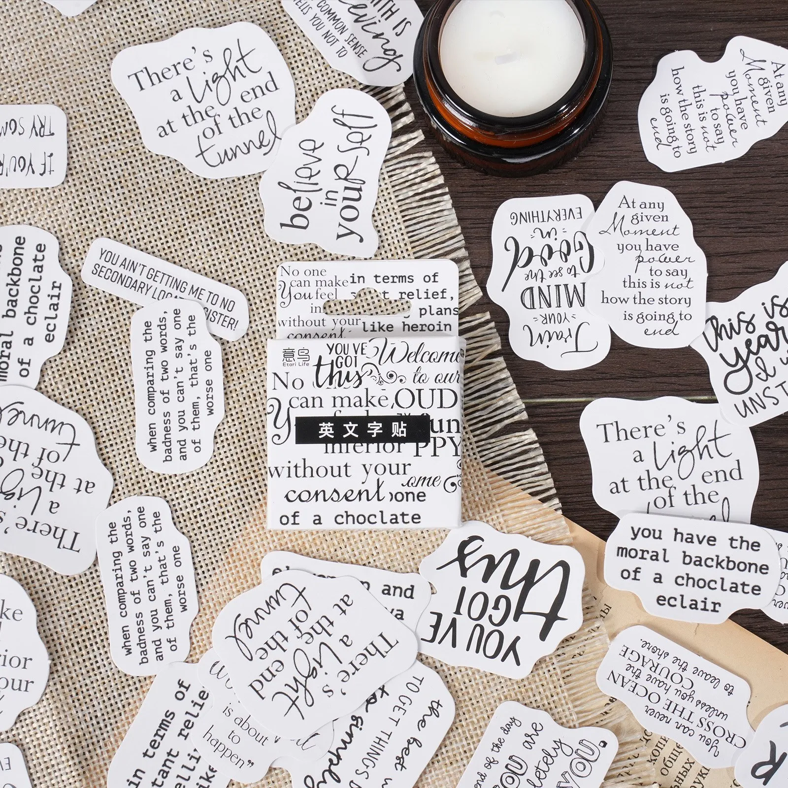 

46 Pcs Vintage English Words Sentences Stickers For Scrapbooking DIY Art Craft Gift Journaling Planners And Notebook