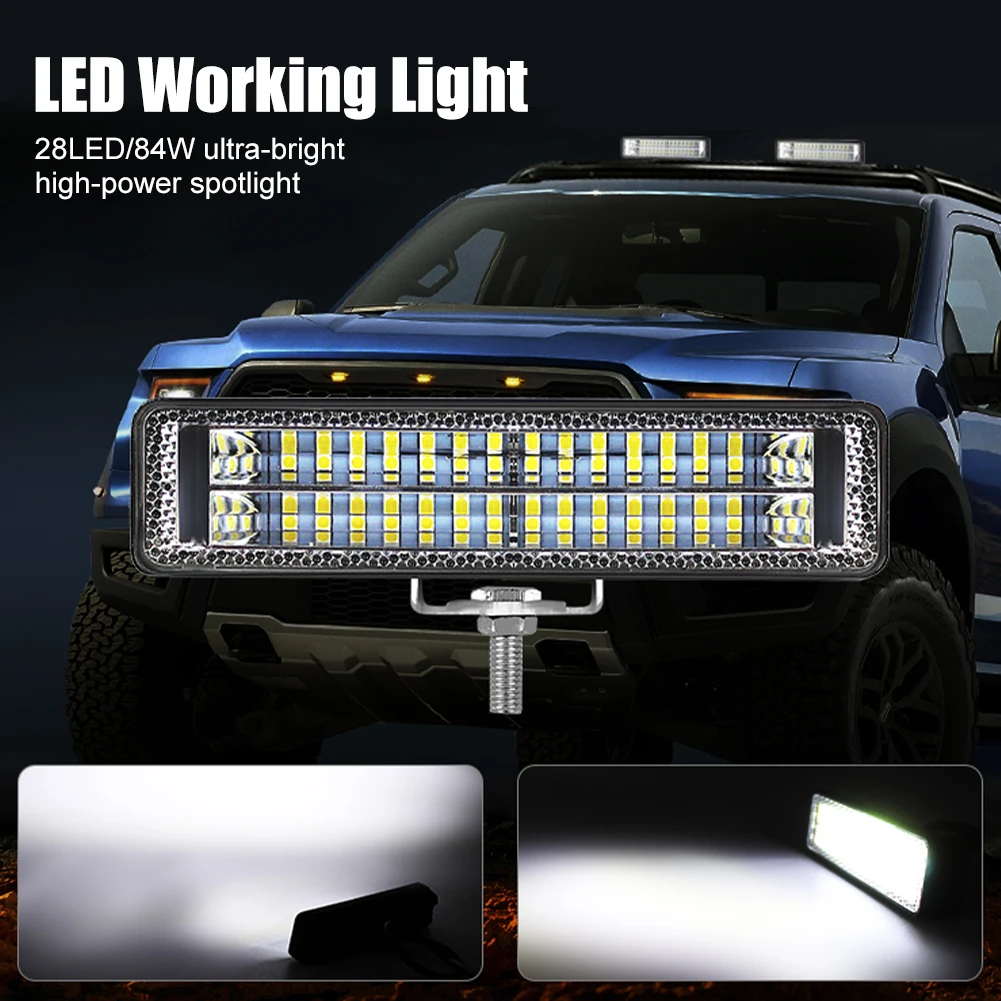 

1/2PCS Car LED Work Light Bar 6500K Super Bright Spotlight For Offroad Truck Tractor Boat Car 84W 28LED Car Led Driving Fog Lamp