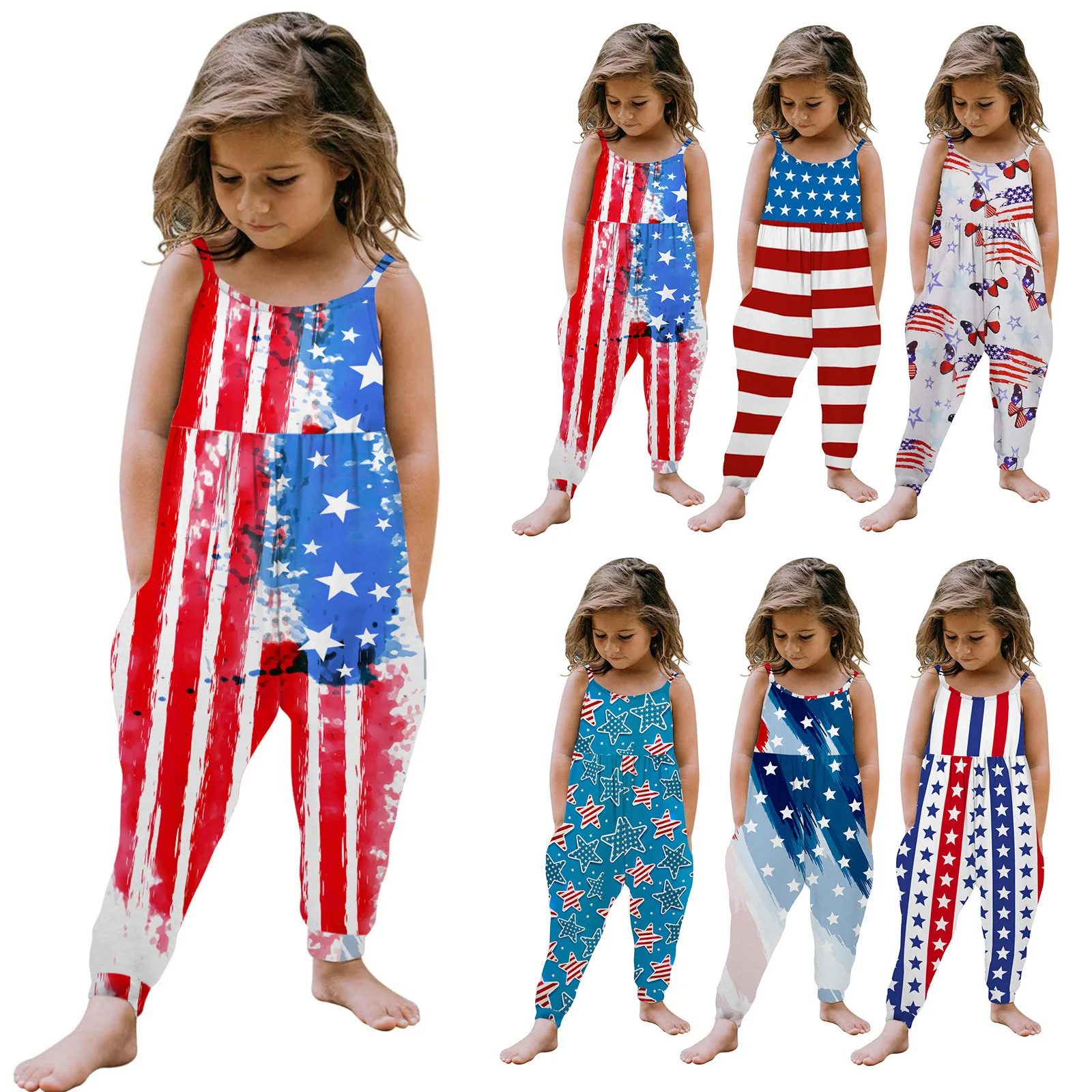 Детский комбинезон для девочек детская одежда на День Независимости с принтом в