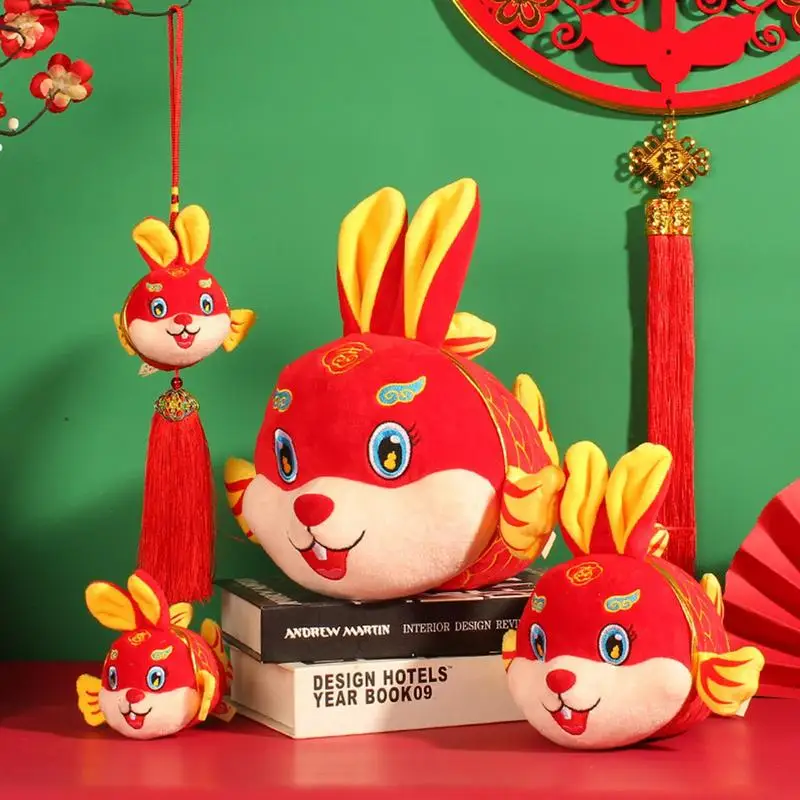 

Chinese Bunny Fish Plush Fun Stuffed Rabbit Figurine Animal Doll Toy For 2023 Chinese Stuffed Animal Dolls Luck Rabbits Huggable
