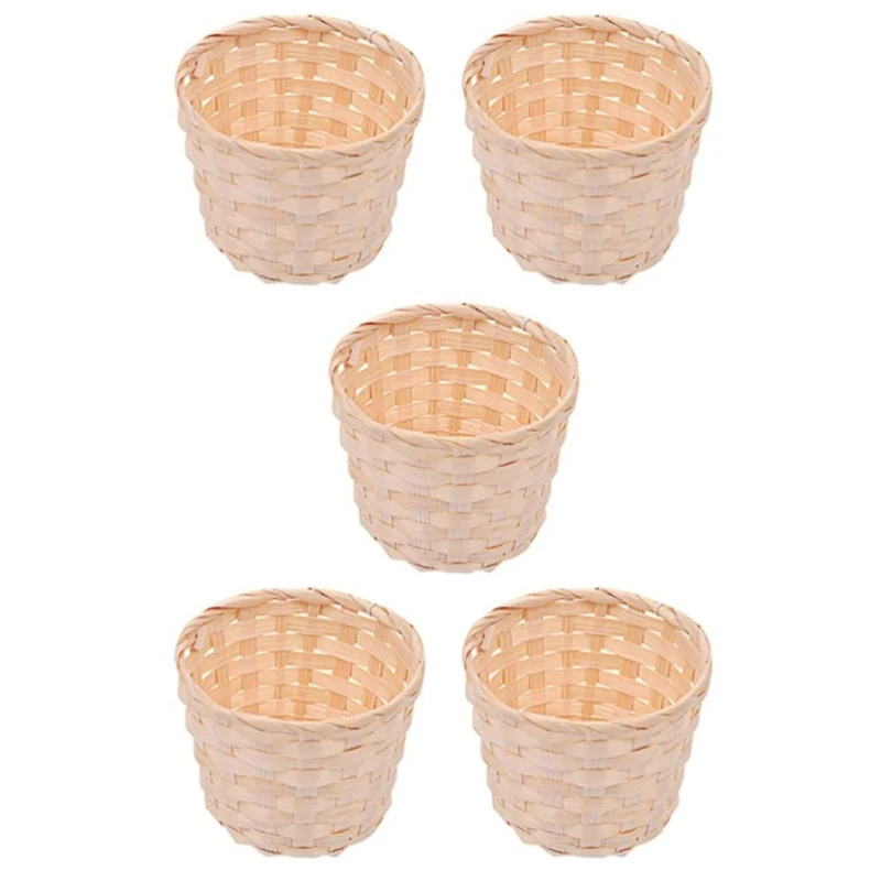 

5PCS Mini Woven Baskets Without Handles For Party Favors Crafts Decor Suitable For Various Occasions