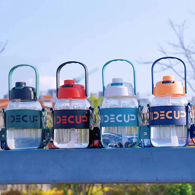 

Online Red High-Looking Trendy Cool Straw Glass Cup Portable Large Capacity Outdoor Portable Big Belly Cup hydro flask