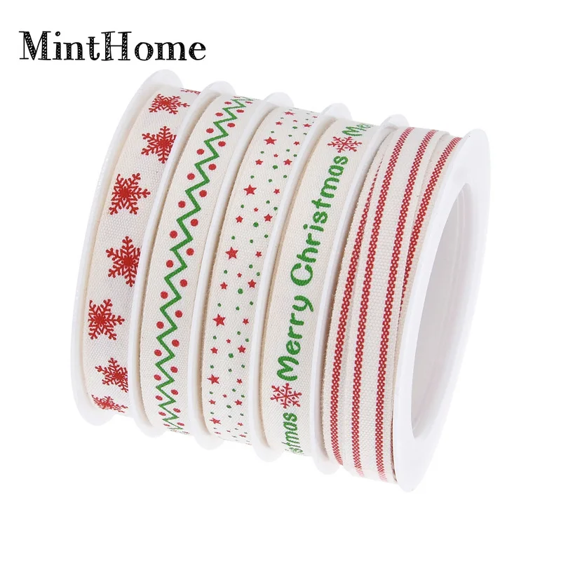 Letter Pentagram Printed Cotton Strap Christmas Gift Flower Packaging 5m Set