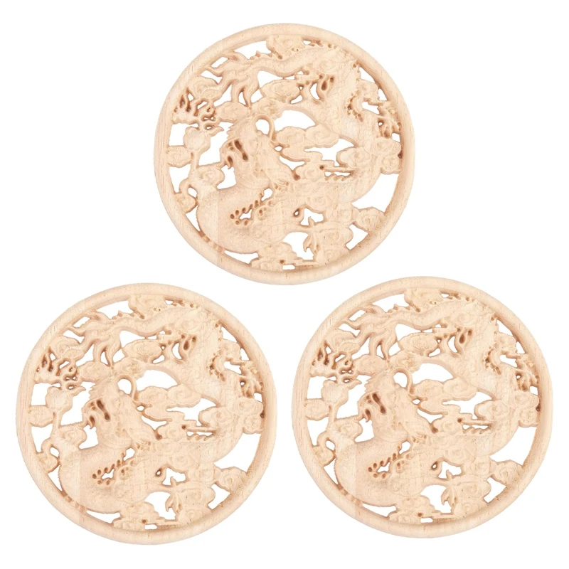 

NEW-3X Carved Decal Woodcarving Corner Applique Furniture Door Wooden Cabinet Decoration Decorative Wood Vintage Home Decor