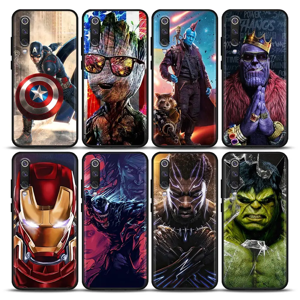 

Silicone Soft Case For Xiaomi Mi 9 9se 8 10 10T A2 Lite 10S 9T CC9 Note 10 Pro 9Lite 5G Cover Funda Marvel Super heroes Avengers