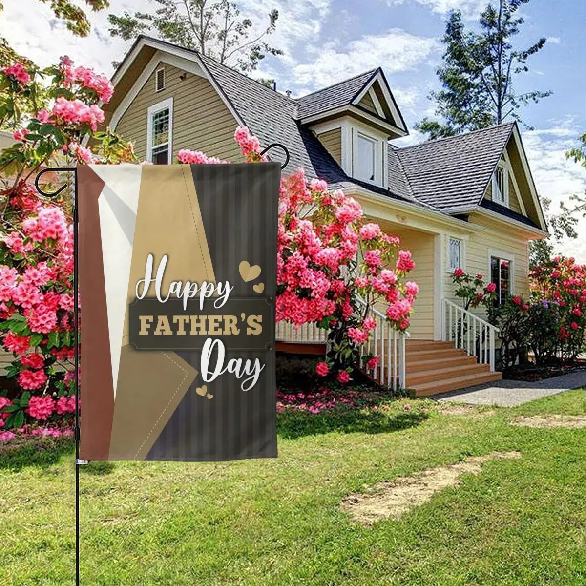 

America Forever Father's Day Garden Flag - Father's Day Bow Tie - World's Best Dad - Happy Father's Day Love Garden Flag