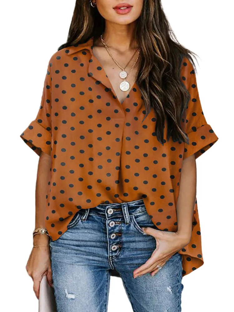

2022 Summer Women's Fashion Half-open V-neck T-shirt Fashion Ladies Beach Short Sleeve Tops S-3XL