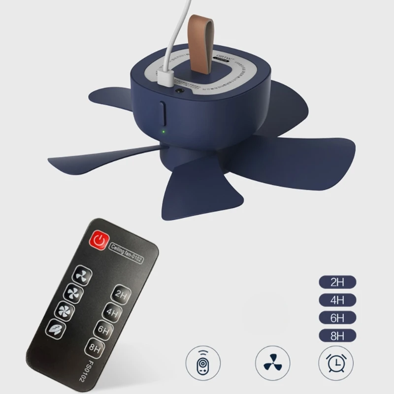 

Small Ceiling Fan Low-Profile Ceiling Fan Mini Silent Electric Fan 8000mAh Remote Control USB Rechargeable 4 Gears Fan