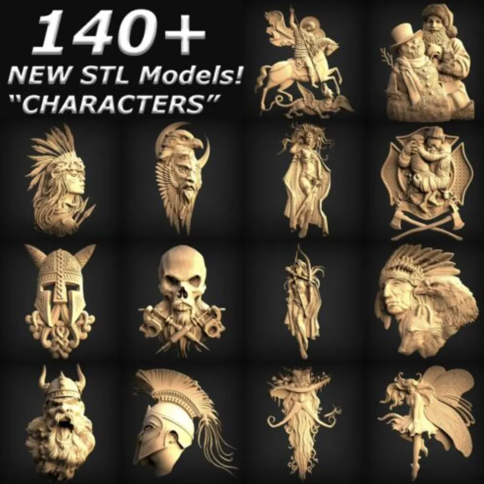 

CHARACTERS COLLECTION - More Than 140+ 3D STL Models Relief Engraving Files for CNC Routers 3D Printers