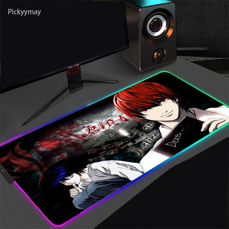 

RGB LED Gaming Mouse Pad Death Note Soft Rubber Large Non-Slip Computer Keyboard Carpet Desk Play Mat PC Gamer MousePad Backlit