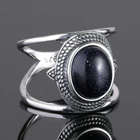 nasiya luxury oval blue sandstone rings for women silver color ring jewelry finger ring gemstone rings party gift