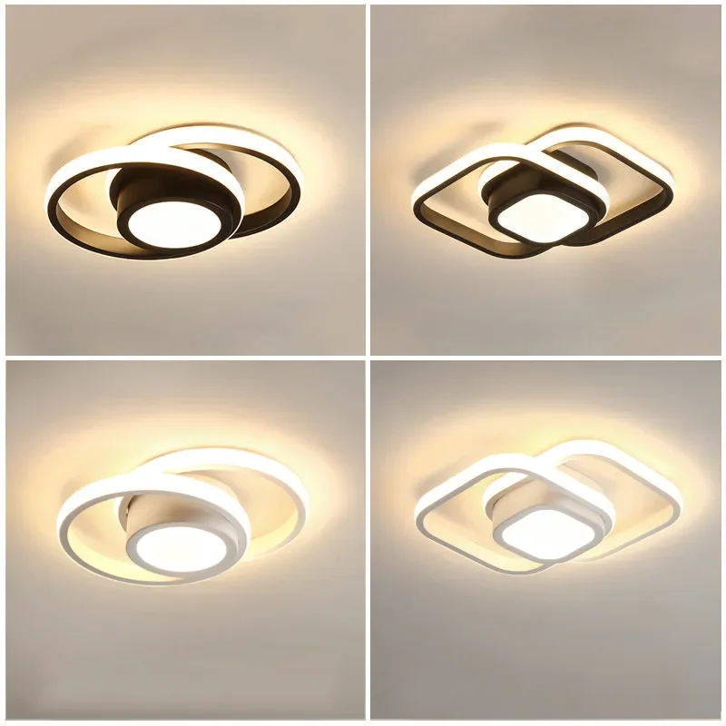 

Indoor LED Ceiling Lights with RC Dimming for Balcony Corridor Nordic Black White LED Ceiling Lamps for Bedroom Dinning Room