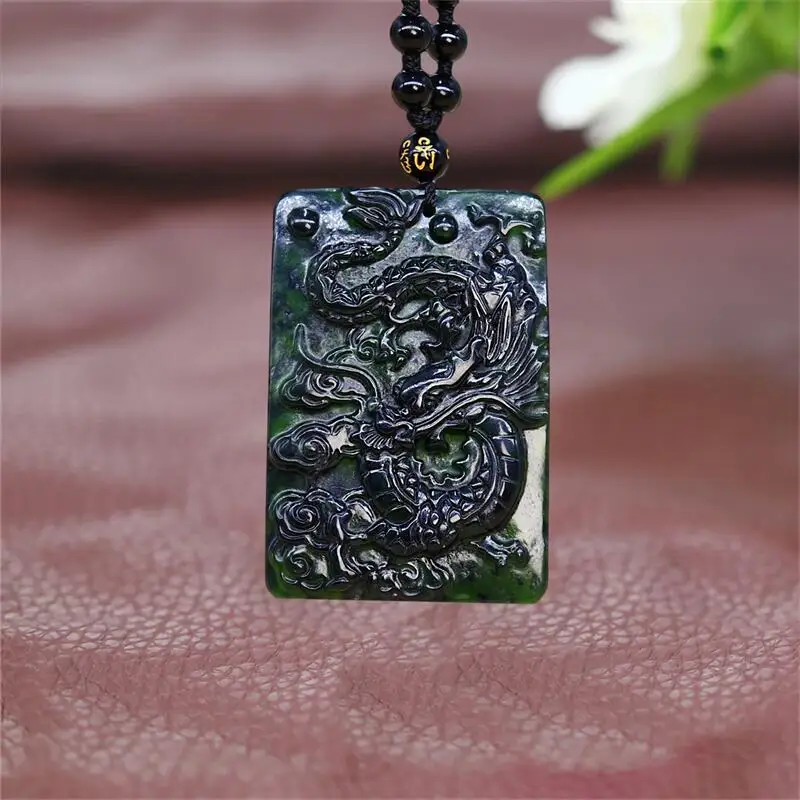 

Black Jade Dragon Pendant Necklace Necklaces Gift Pendants Charms Amulets Men Gemstone Designer Natural Jewelry Talismans