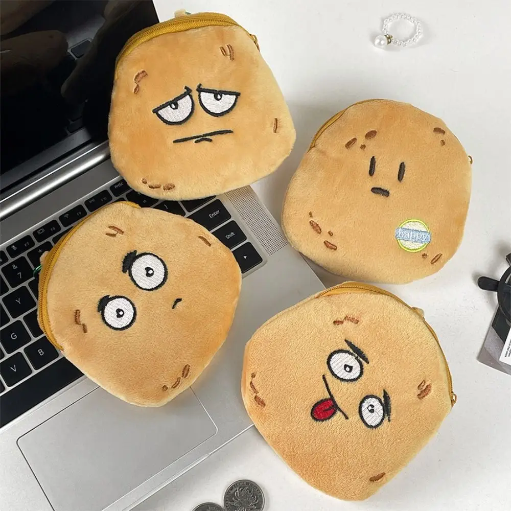 С металлической пряжкой плюшевый кошелек с картофельной головой мини-мультяшный