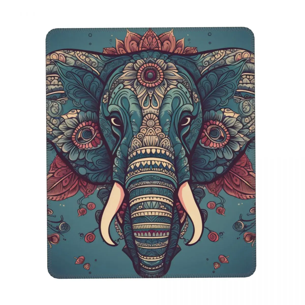 

Elephant Vertical Print Mouse Pad Animal Floral Mandala Rubber Office Mousepad Non Slip Vintage Cute Mouse Pads
