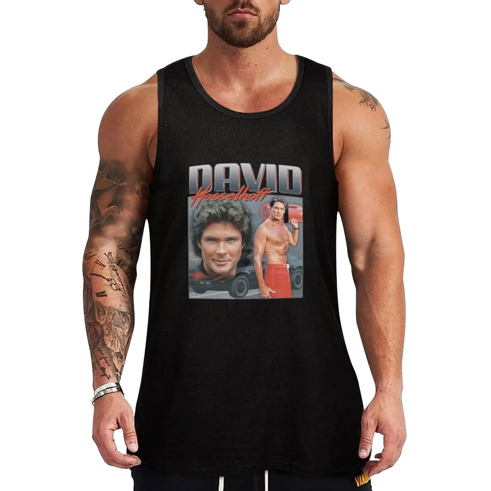 Фото Майка David Hasselhoff, базовая повседневная майка без рукавов, однотонная, легкая. №1