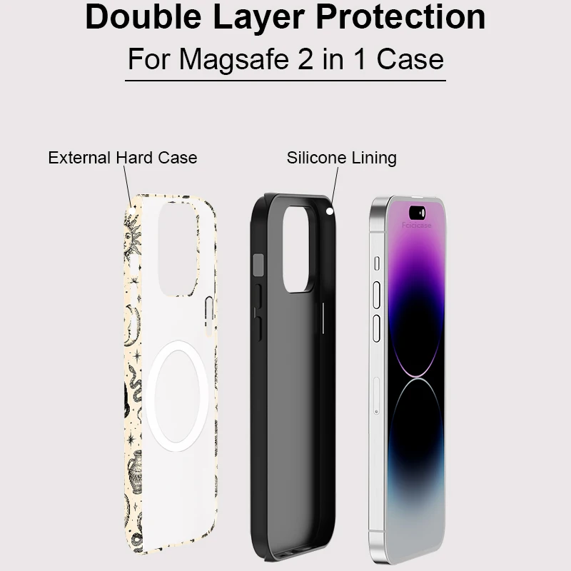 Фото Чехол Fcicicase для беспроводной зарядки iPhone 16 17 Air 15 Pro Max 14 Plus 13 12 11 с магнитной технологией MagSafe, черный, с дизайном кошки №3