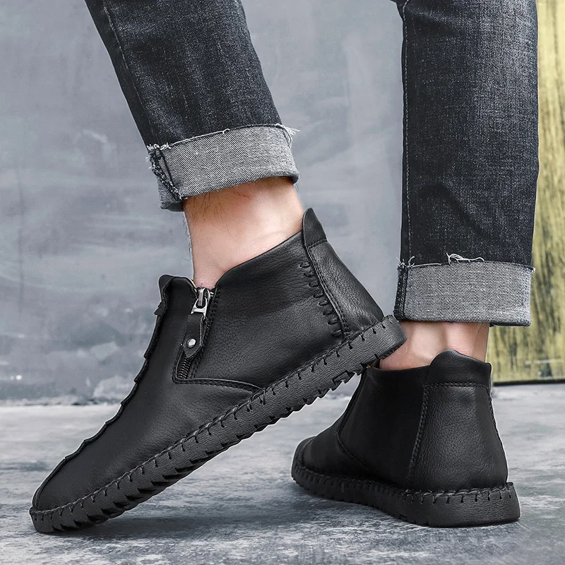 2022 Retro Classic British Style Men's Leather Shoes Handmade Shoes Breathable Driving Shoes Casual Leather Shoes Ankle Boots