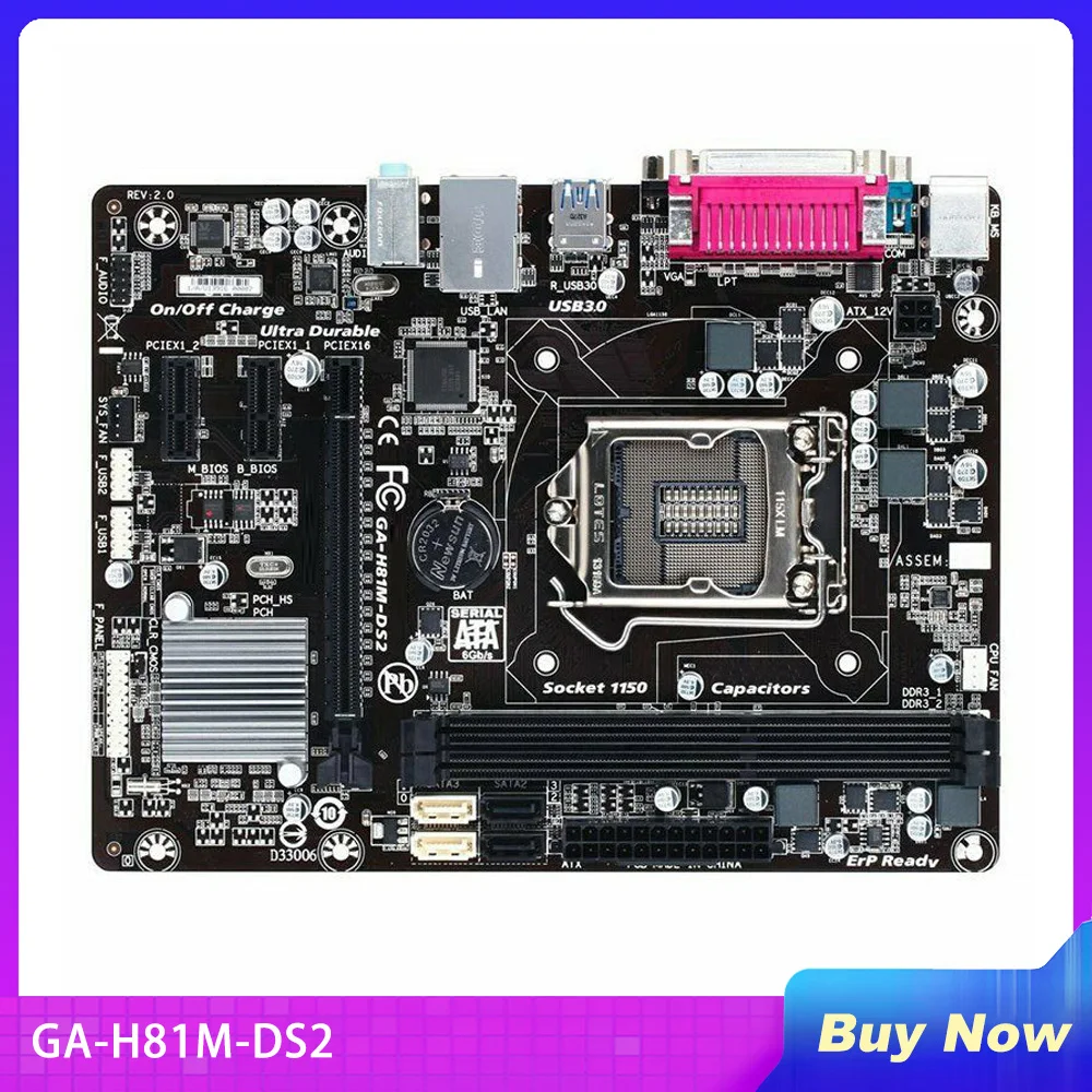 Desktop Motherboard for GA-H81M-DS2 H81 Socket LGA 1150 i3 i5 i7 DDR3 16G Micro-ATX Fully Tested,High Quality