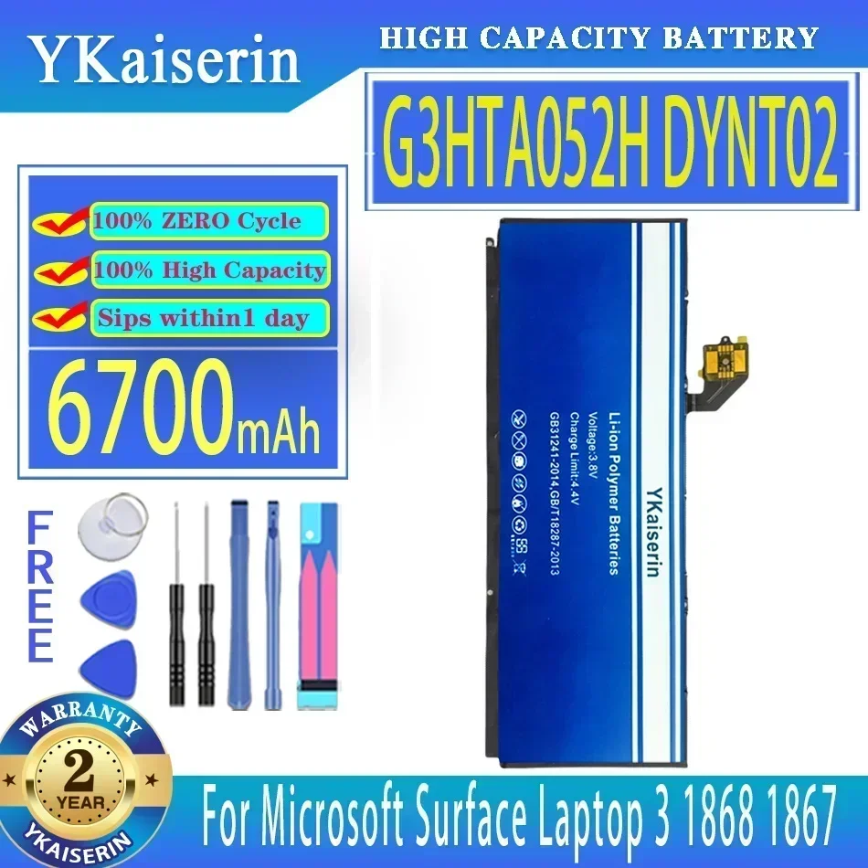 Аккумулятор YKaiserin G3HTA052H DYNT02 G3HTA057H 6700 мАч для Microsoft Surface 3 1868 1867 Аккумулятор большой емкости, гарантия 2 года