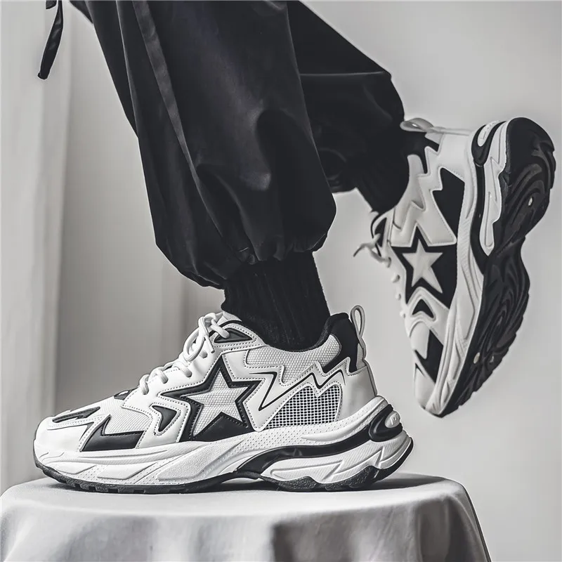 Осенние мужские повседневные кроссовки со звездами винтажная обувь на платформе