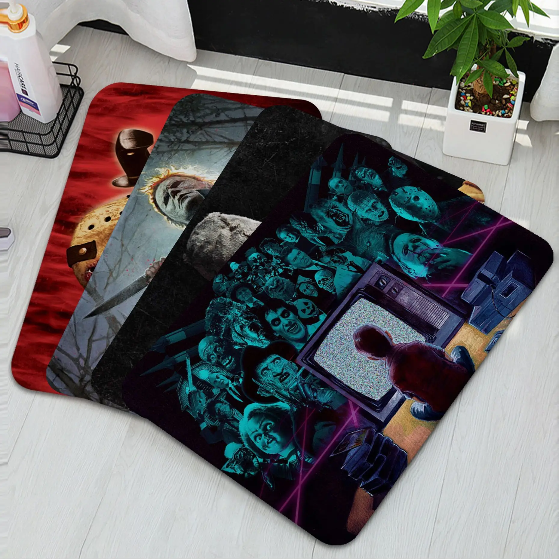 

Horror Movie Characters Bath Mat INS Style Soft Bedroom Floor House Laundry Room Mat Anti-skid Welcome Rug