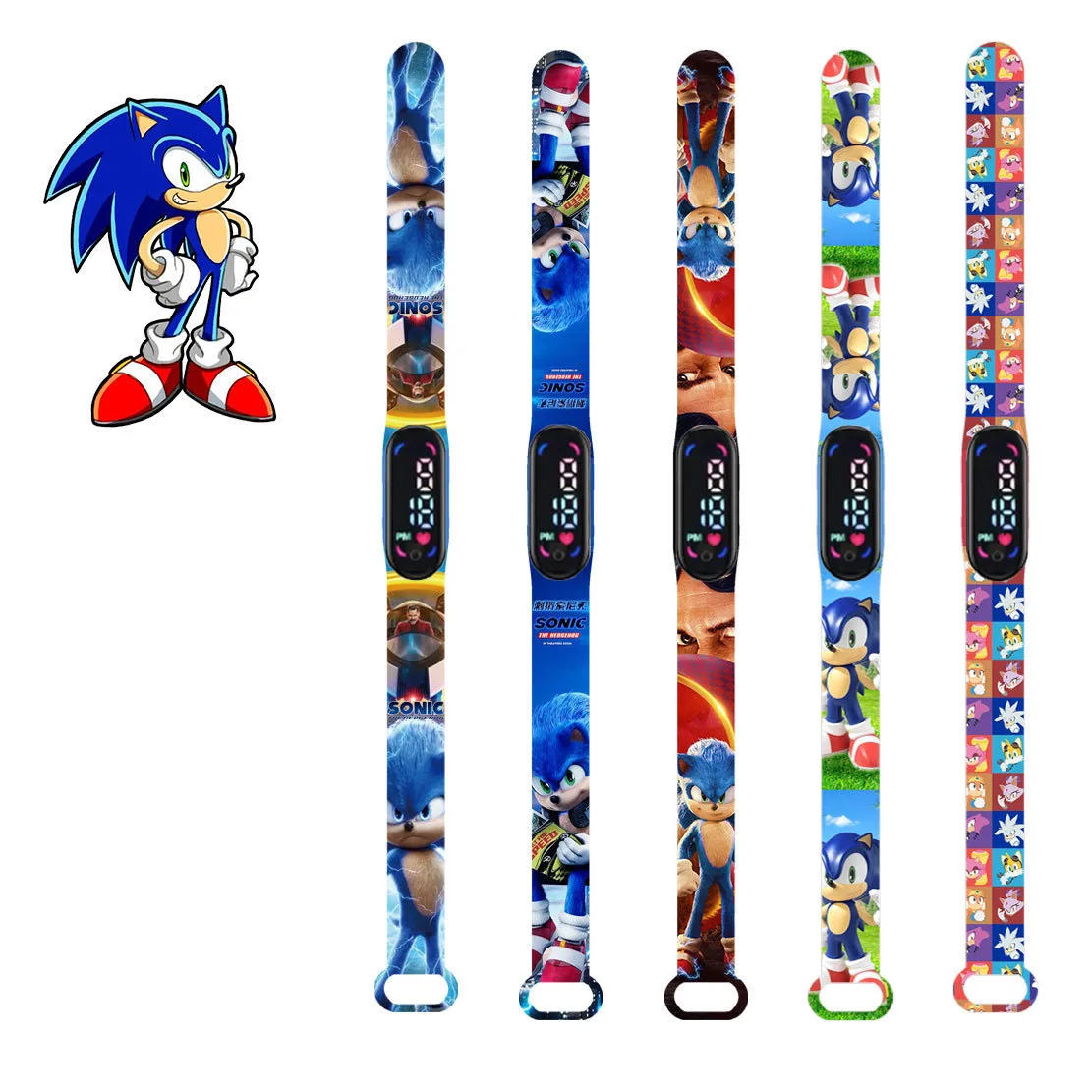 

Sonic The Hedgehog Sonic Watch Silicone Strap LED Luminous Movement Children's Outdoor Fashion Watch Watch strap+Movement 2+1