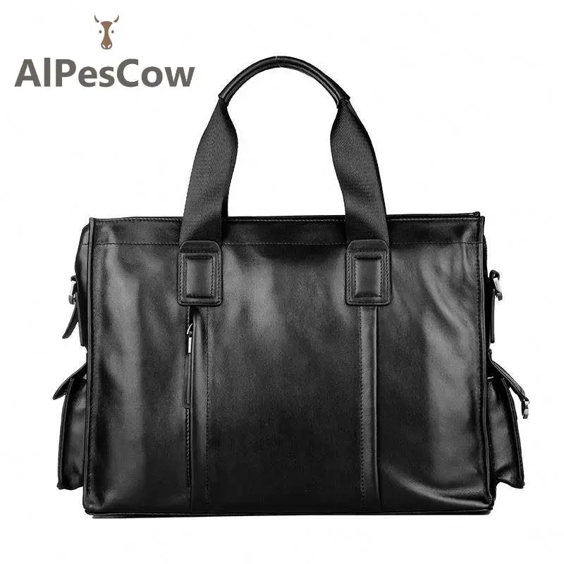 Men's Genuine Leather Design Handbag Tote Bag 100% Alps Cowhide Vintage Briefcase Men Luxury Natural Leather Classic Laptop Bag