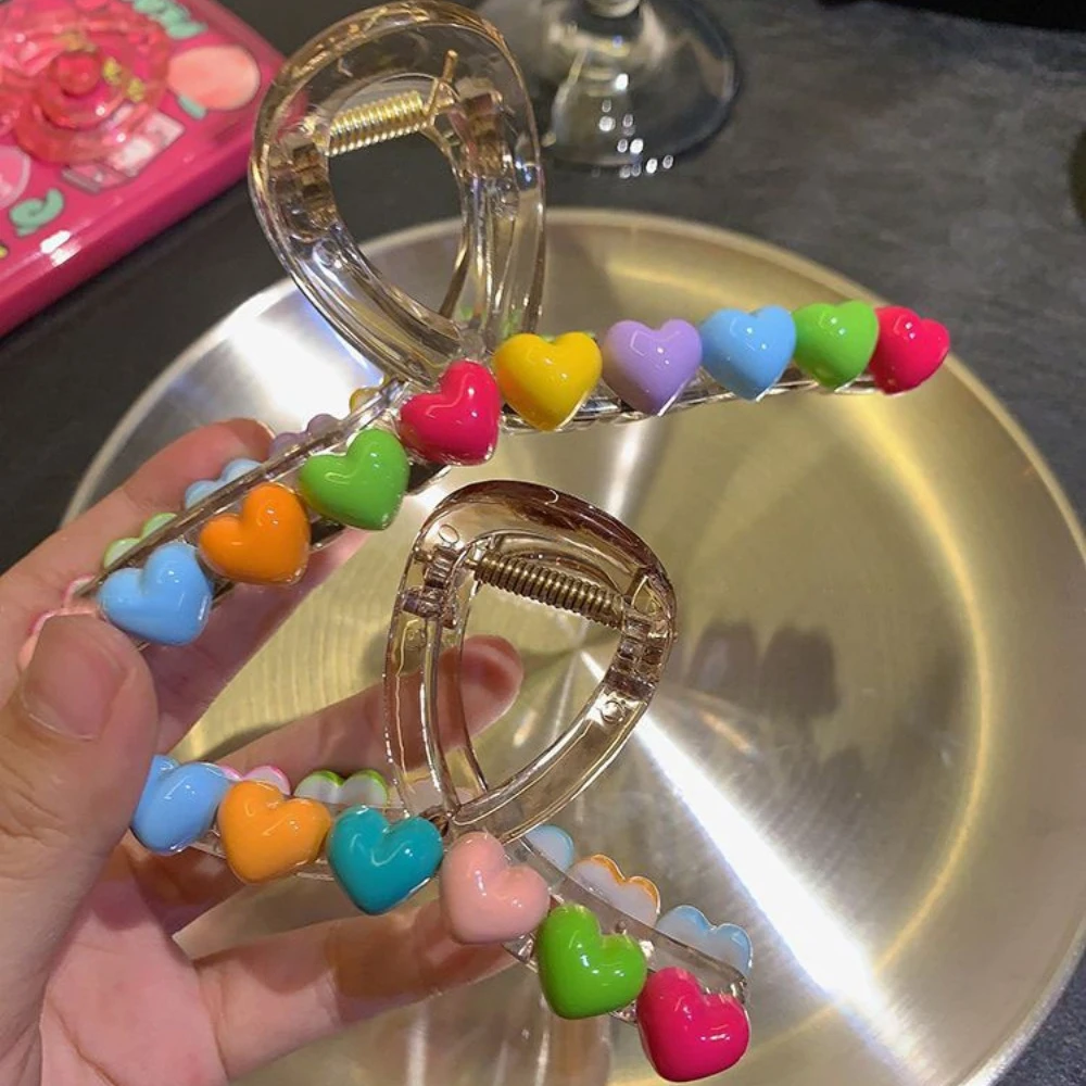 Красивая девушка ~ Красочная любовь захват зажим милая сердце назад для волос