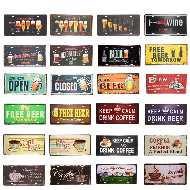 

Drink Beer Coffee Car Metal License Plate