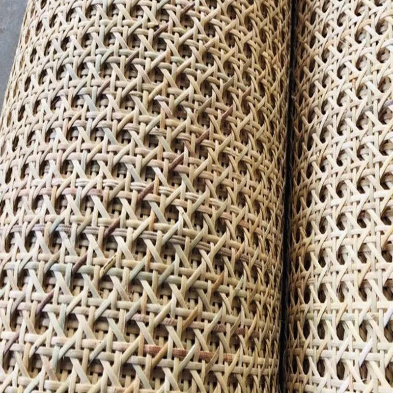 4.1-6.7 Meters Light Cyan Yellow Natural Indonesian Rattan Cane Webbing Roll Handmade Weaving Hollow Octagon Furniture Material