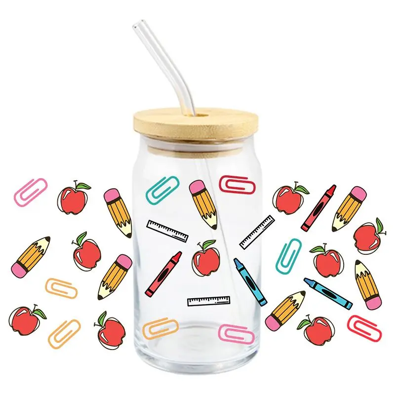 Учителя' Day UV DTF Wrap Transfer Stickers Ручка Apple Design Водонепроницаемая пленка для очков