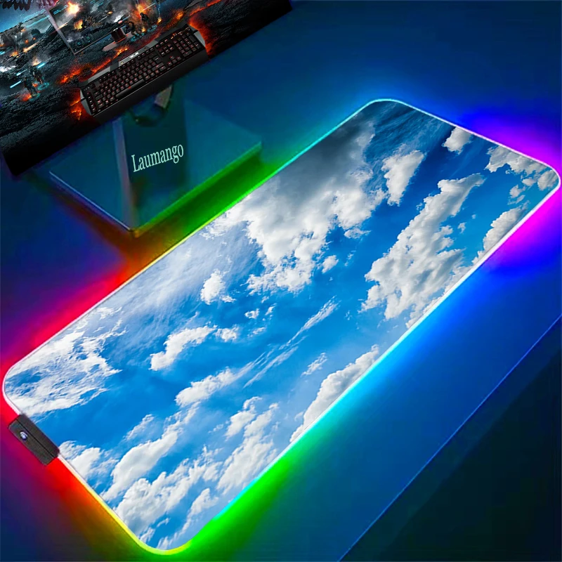 

Xxl Mousepad 900x400 Large Mouse Pad Gaming Accessory Cloud RGB Deskpad Gamer Keyboard Mat Stitch Table Pads Anime Accessories