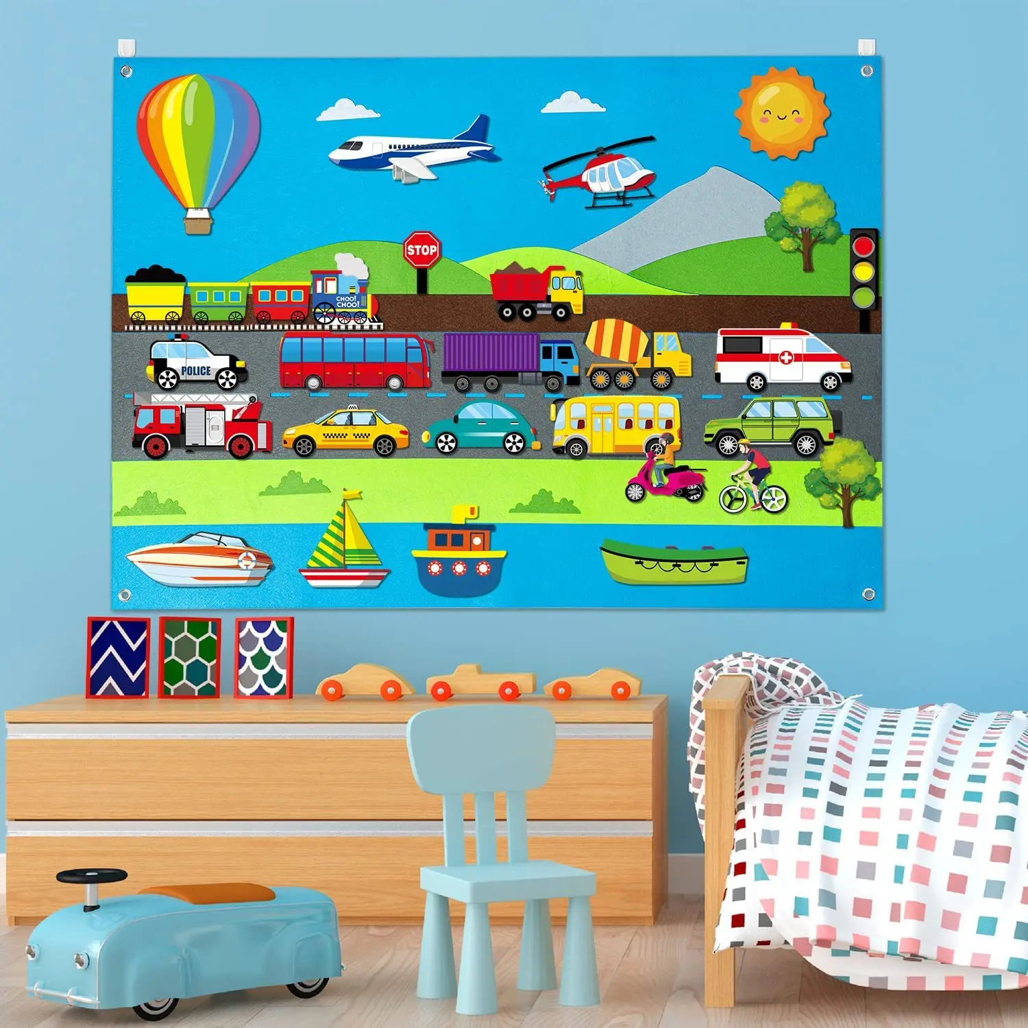 

35Pcs Vehicle Felt Story Board Set Transportation Interactive Game Preschool Education Storytelling Montessori Toys for Kids