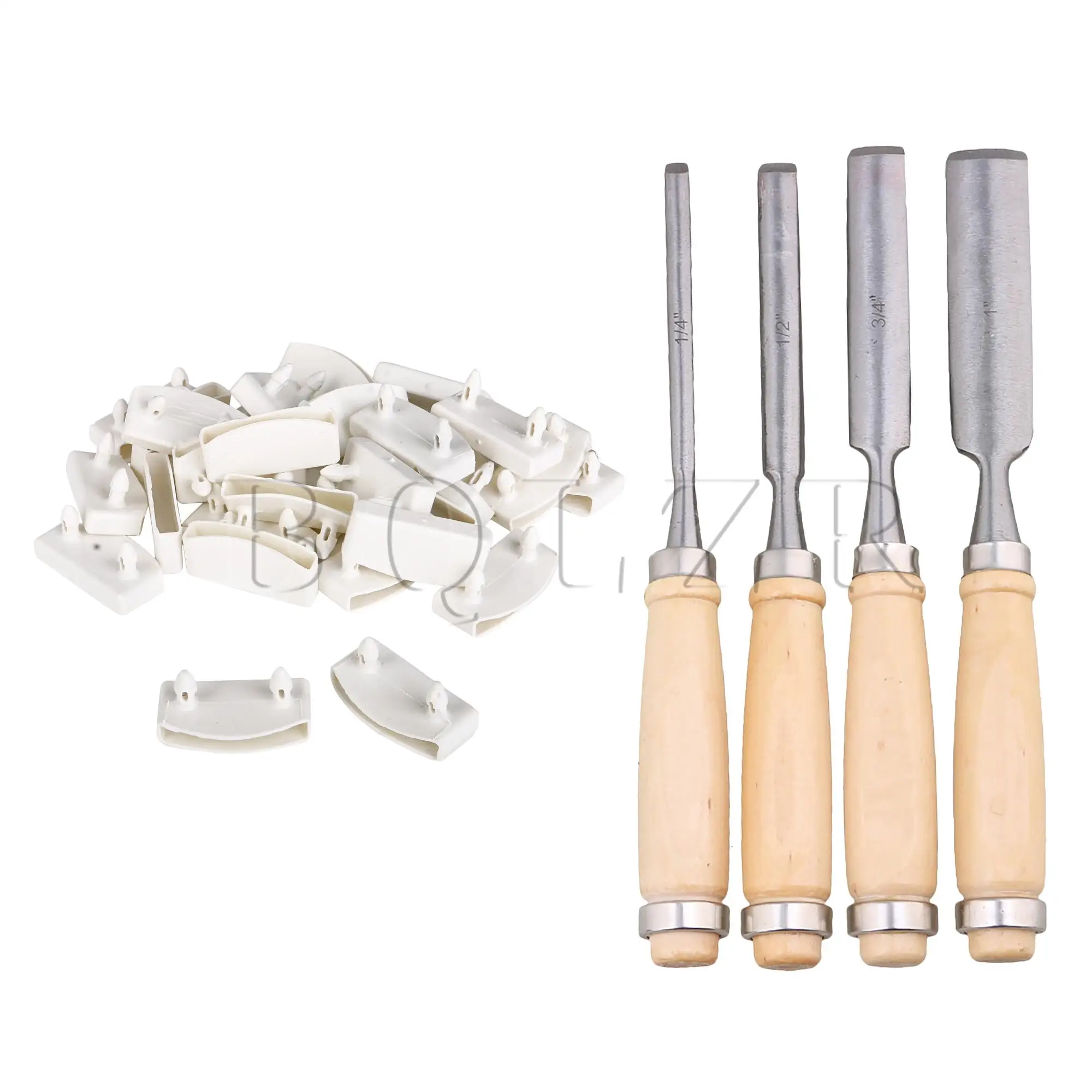 

BQLZR 30 PCS White Plastic Bed Slat Caps Connector with 4 Size Wood Gouge Kit